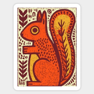 Autumn Squirrel | The Nut Gatherer Folk Art Sticker